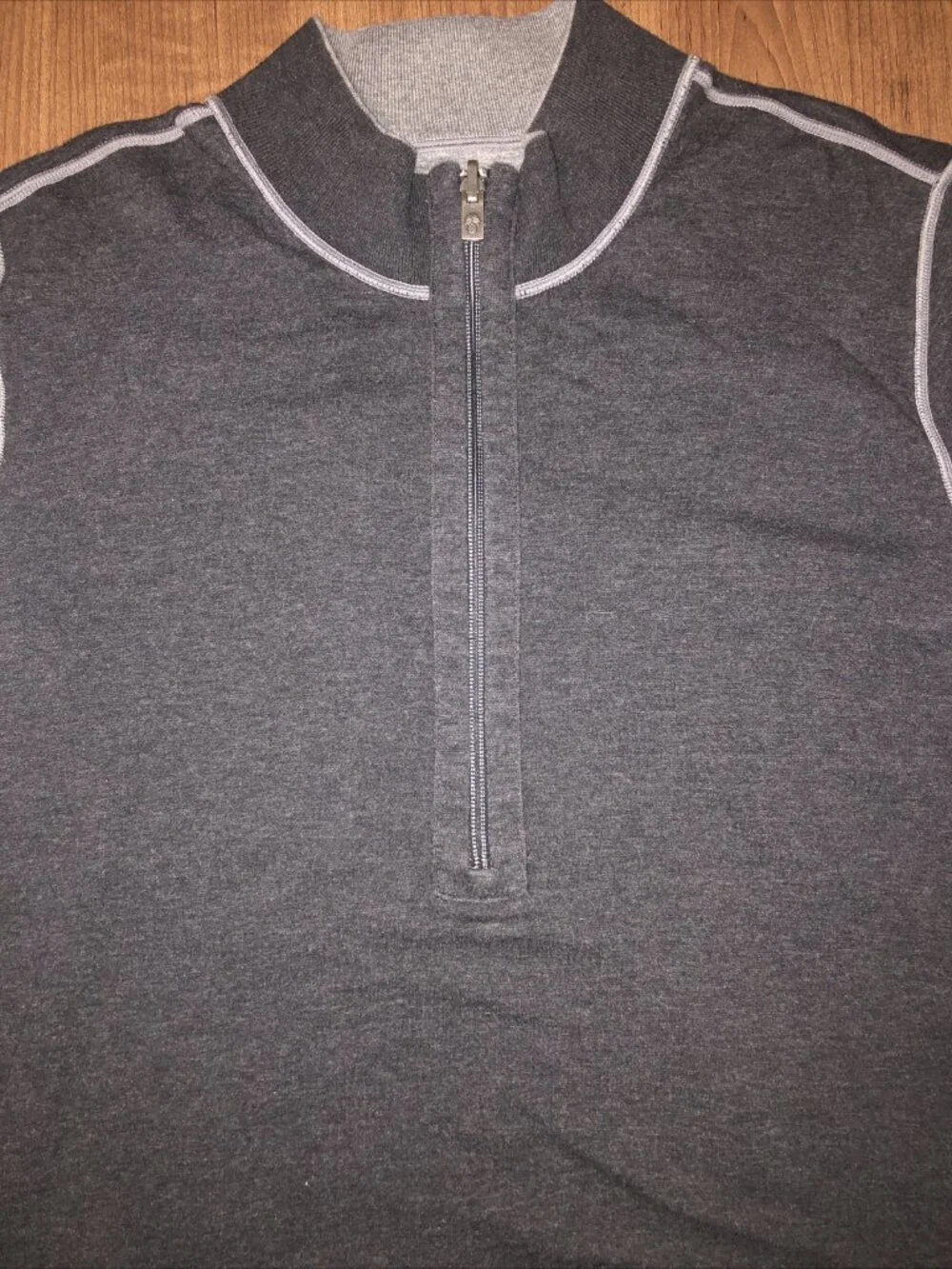 Tommy Bahama Black Gray Half Zip Sweater Pullover Men's Size Medium Reversible